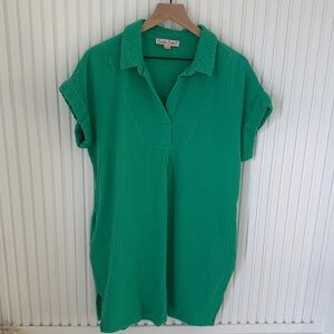 Green shirt Dress cover up cotton